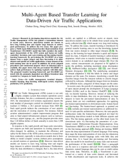 Multi-Agent Based Transfer Learning for Data-Driven Air Traffic
  Applications