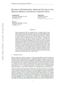 Bayesian Optimization through Gaussian Cox Process Models for
  Spatio-temporal Data