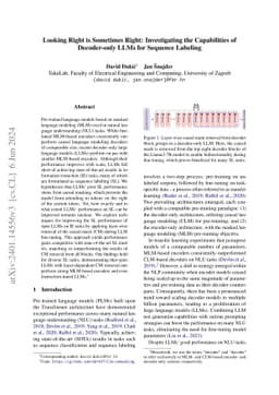 Looking Right is Sometimes Right: Investigating the Capabilities of
  Decoder-only LLMs for Sequence Labeling