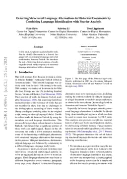 Detecting Structured Language Alternations in Historical Documents by
  Combining Language Identification with Fourier Analysis