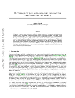 Ricci flow-guided autoencoders in learning time-dependent dynamics