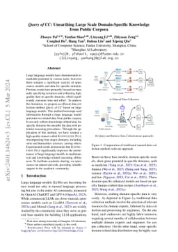 Query of CC: Unearthing Large Scale Domain-Specific Knowledge from
  Public Corpora