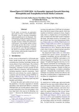MasonTigers@LT-EDI-2024: An Ensemble Approach Towards Detecting
  Homophobia and Transphobia in Social Media Comments