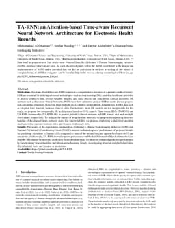 TA-RNN: an Attention-based Time-aware Recurrent Neural Network
  Architecture for Electronic Health Records