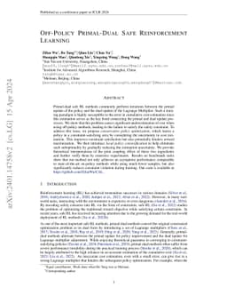 Off-Policy Primal-Dual Safe Reinforcement Learning
