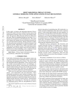 Deep Variational Privacy Funnel: General Modeling with Applications in
  Face Recognition
