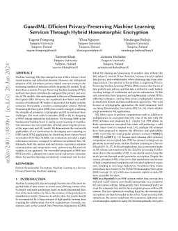 GuardML: Efficient Privacy-Preserving Machine Learning Services Through
  Hybrid Homomorphic Encryption