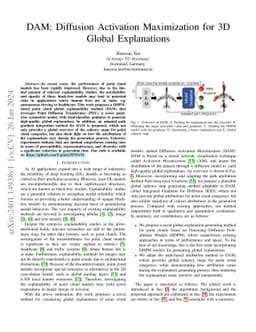 DAM: Diffusion Activation Maximization for 3D Global Explanations