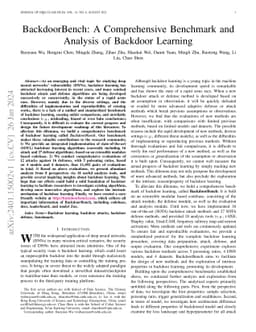 BackdoorBench: A Comprehensive Benchmark and Analysis of Backdoor
  Learning