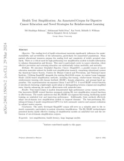 Health Text Simplification: An Annotated Corpus for Digestive Cancer
  Education and Novel Strategies for Reinforcement Learning