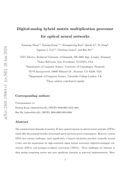 Digital-analog hybrid matrix multiplication processor for optical neural
  networks