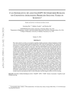 Can generative AI and ChatGPT outperform humans on cognitive-demanding
  problem-solving tasks in science?