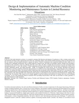 Design & Implementation of Automatic Machine Condition Monitoring and
  Maintenance System in Limited Resource Situations