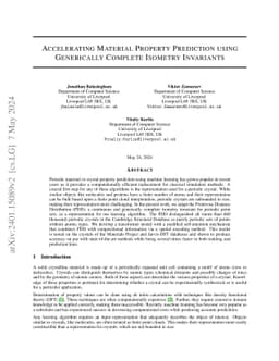 Accelerating Material Property Prediction using Generically Complete
  Isometry Invariants