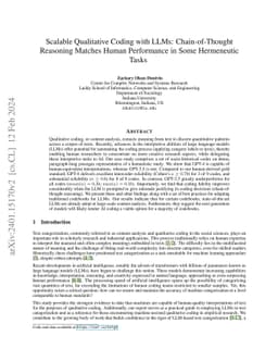 Scalable Qualitative Coding with LLMs: Chain-of-Thought Reasoning
  Matches Human Performance in Some Hermeneutic Tasks