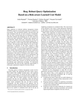 Roq: Robust Query Optimization Based on a Risk-aware Learned Cost Model