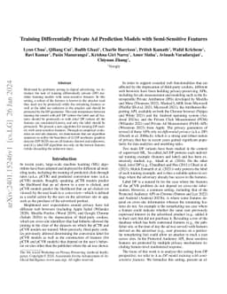 Training Differentially Private Ad Prediction Models with Semi-Sensitive
  Features