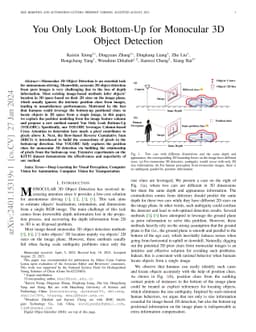 You Only Look Bottom-Up for Monocular 3D Object Detection