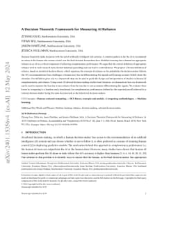 A Decision Theoretic Framework for Measuring AI Reliance