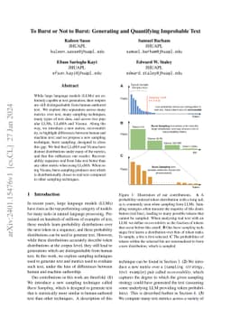 To Burst or Not to Burst: Generating and Quantifying Improbable Text