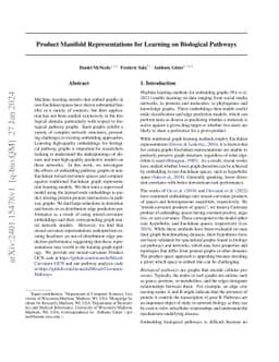 Product Manifold Representations for Learning on Biological Pathways