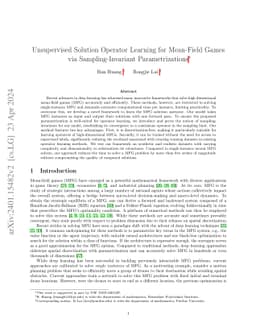 Unsupervised Solution Operator Learning for Mean-Field Games via
  Sampling-Invariant Parametrizations