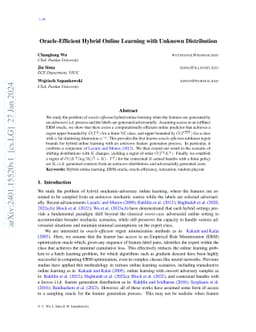 Oracle-Efficient Hybrid Online Learning with Unknown Distribution