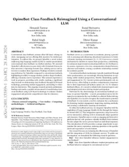 OpineBot: Class Feedback Reimagined Using a Conversational LLM