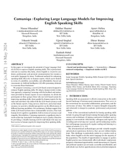 Comuniqa : Exploring Large Language Models for improving speaking skills