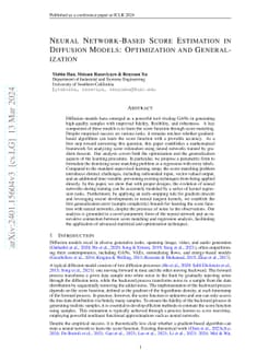 Neural Network-Based Score Estimation in Diffusion Models: Optimization
  and Generalization