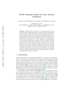 SNAP: Semantic Stories for Next Activity Prediction