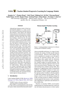 YODA: Teacher-Student Progressive Learning for Language Models