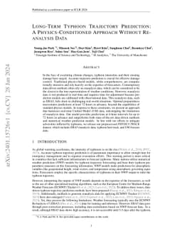 Long-Term Typhoon Trajectory Prediction: A Physics-Conditioned Approach
  Without Reanalysis Data