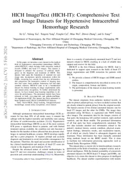 HICH Image/Text (HICH-IT): Comprehensive Text and Image Datasets for
  Hypertensive Intracerebral Hemorrhage Research