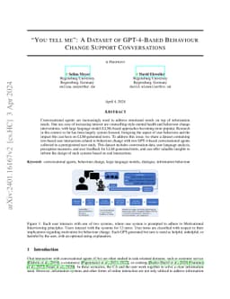 "You tell me": A Dataset of GPT-4-Based Behaviour Change Support
  Conversations