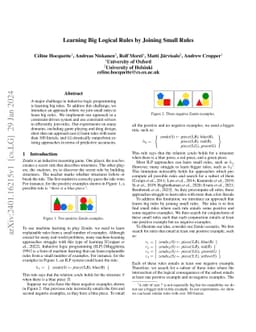 Learning big logical rules by joining small rules