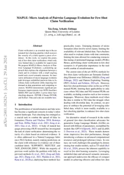 MAPLE: Micro Analysis of Pairwise Language Evolution for Few-Shot Claim
  Verification