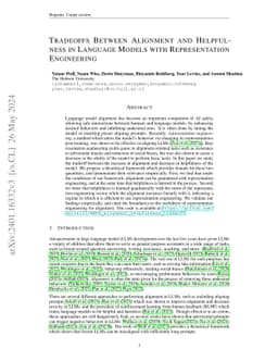 Tradeoffs Between Alignment and Helpfulness in Language Models with
  Representation Engineering