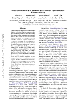 Improving the TENOR of Labeling: Re-evaluating Topic Models for Content
  Analysis