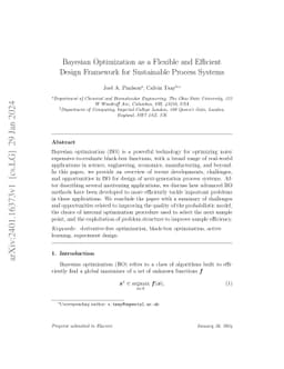 Bayesian optimization as a flexible and efficient design framework for
  sustainable process systems