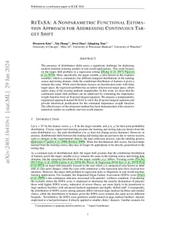 ReTaSA: A Nonparametric Functional Estimation Approach for Addressing
  Continuous Target Shift