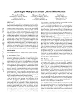 Learning to Manipulate under Limited Information