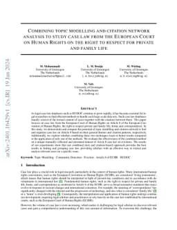 Combining topic modelling and citation network analysis to study case
  law from the European Court on Human Rights on the right to respect for
  private and family life