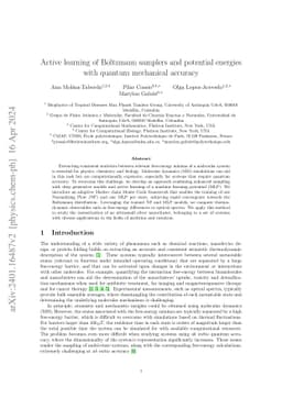 Active learning of Boltzmann samplers and potential energies with
  quantum mechanical accuracy
