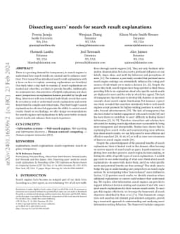 Dissecting users' needs for search result explanations