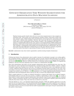 Efficient Observation Time Window Segmentation for Administrative Data
  Machine Learning