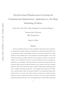 Attention-based Reinforcement Learning for Combinatorial Optimization:
  Application to Job Shop Scheduling Problem