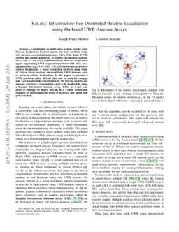 ReLoki: Infrastructure-free Distributed Relative Localization using
  On-board UWB Antenna Arrays