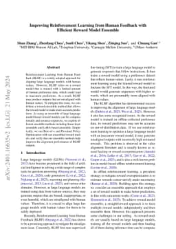 Improving Reinforcement Learning from Human Feedback with Efficient
  Reward Model Ensemble