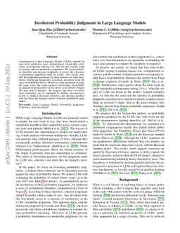 Incoherent Probability Judgments in Large Language Models
